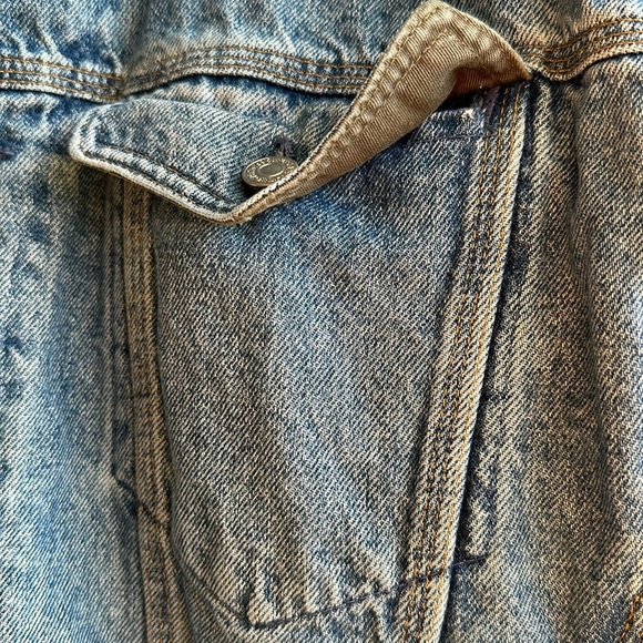 Vintage GAP denim trucker jacket lined size Large acid wash green 90s Y2K unisex - Picture 6 of 11